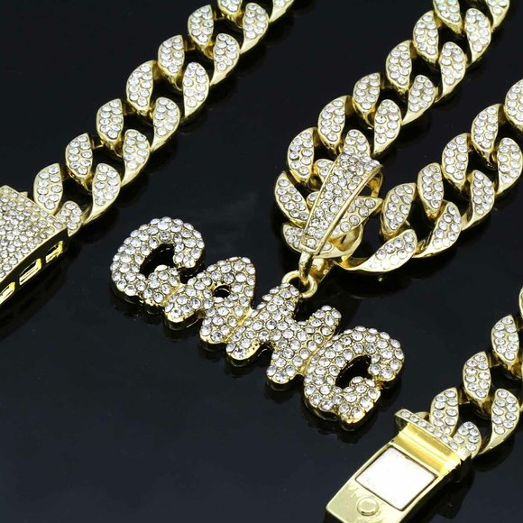 14k Gold Gang 20" Cuban Chain + Pendant
